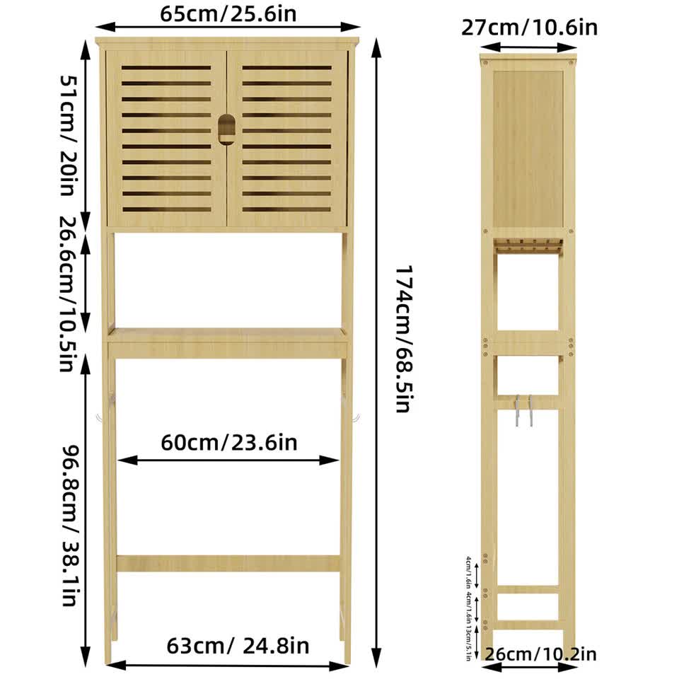 4-Tier Bamboo Bathroom Toilet Storage Rack - Free Delivery