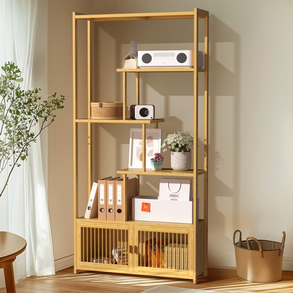 6 Tiers Freestanding Bamboo Storage Shelf High & Low Shelf Bookshelf Plant Stand - Free Delivery