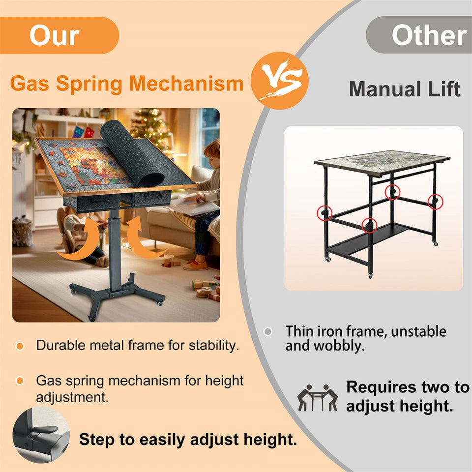 1500-Piece Jigsaw Puzzle Table with Storage Drawers, Adjustable Tilt and 360° Rotation - Free Delivery