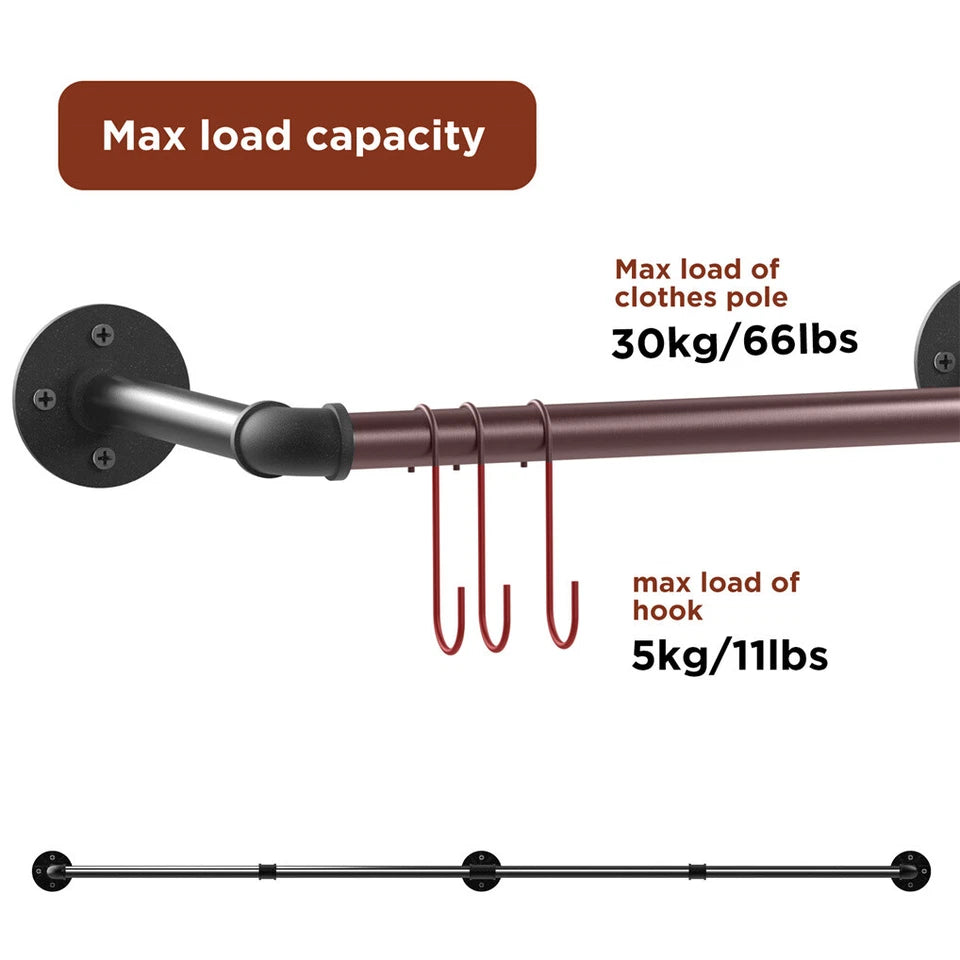 Adjustable Wall-Mounted Clothes Rack (90–180 cm) - Free Delivery