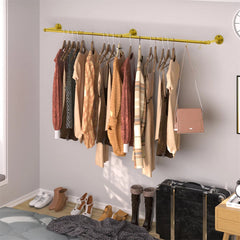 Vintage Gold Wall-Mounted Clothes Rack – Strong Metal Garment Hanging Rail - Free Delivery
