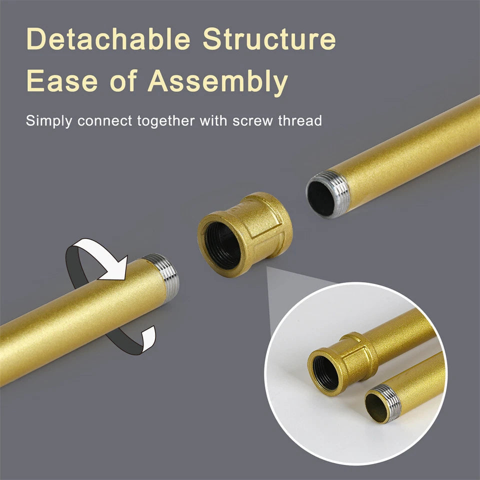 Vintage Gold Wall-Mounted Clothes Rack – Strong Metal Garment Hanging Rail - Free Delivery