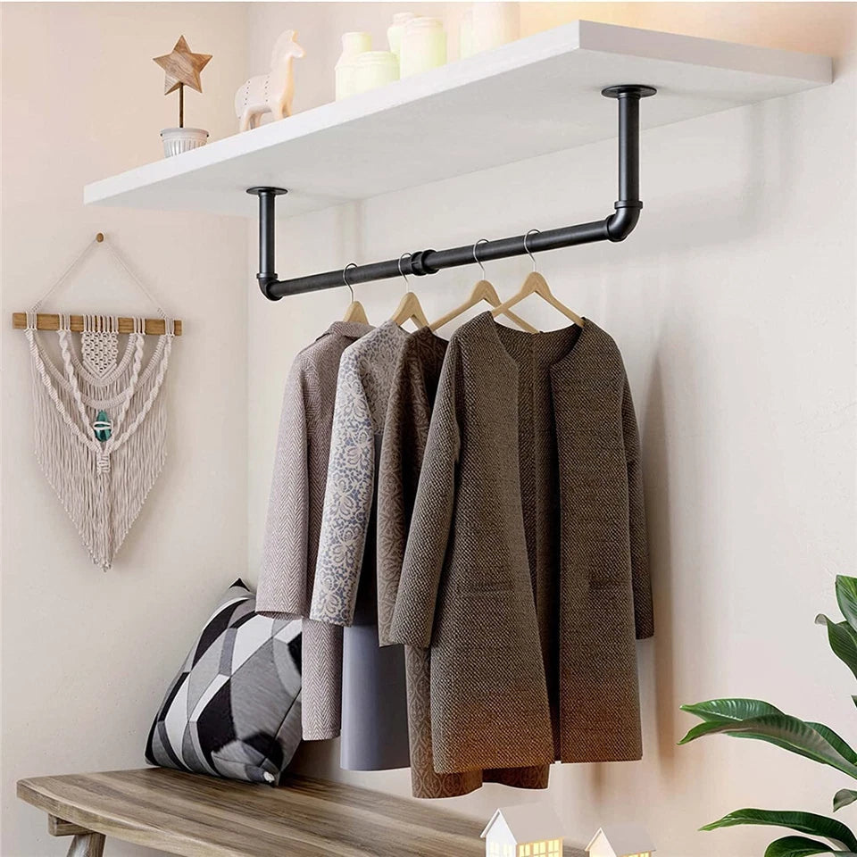 2-Pack Heavy Metal Pipe Clothes Rack Rails for Closet Hanging Storage - Free Delivery