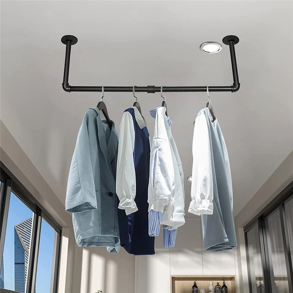 2-Pack Heavy Metal Pipe Clothes Rack Rails for Closet Hanging Storage - Free Delivery