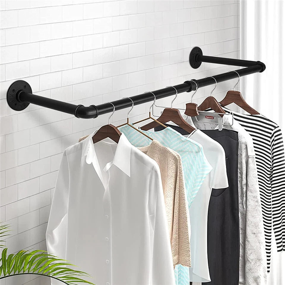 2-Pack Heavy Metal Pipe Clothes Rack Rails for Closet Hanging Storage - Free Delivery