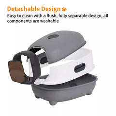 Large Capacity Enclosed Cat Litter Box with Hood and Scoop, Leak-Proof Design - Free Delivery