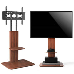 32"-65" Tv Floor Stand Adjustable Corner Tv Mount Bracket With Sturdy Wood Base - Free Delivery