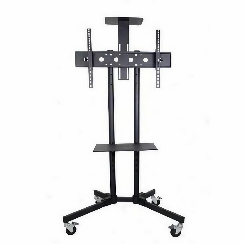 32-70" Rolling Tv Stand Mount W Dvd Storage Top Shelf Tv Bracket Trolley Casters