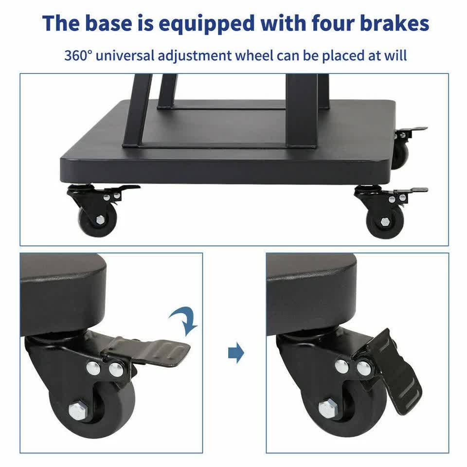 Floor Tv Mount Stand Bracket Rolling For 32"-80" Screens Vesa 600X400 Hold 65Kg