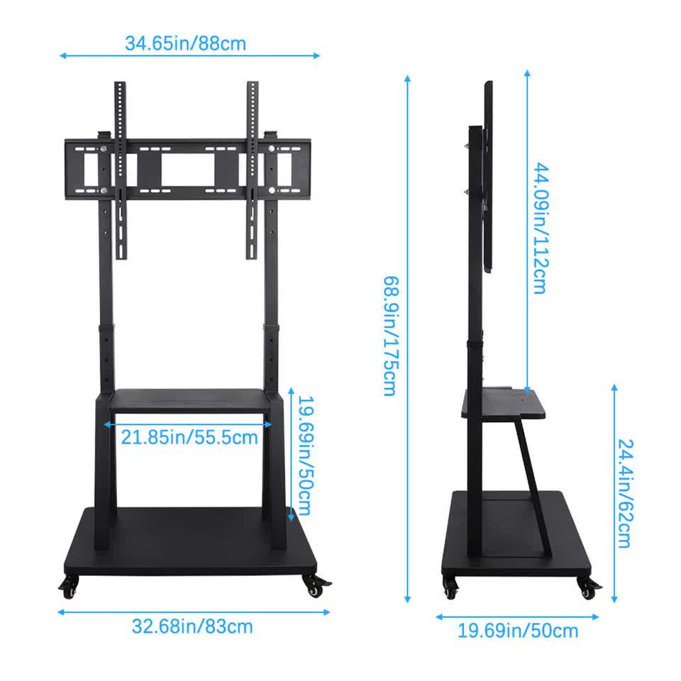 100" Heavy Duty Floor TV Stand TV Cart Trolley Height Adjustable Mount Bracket - Free Delivery