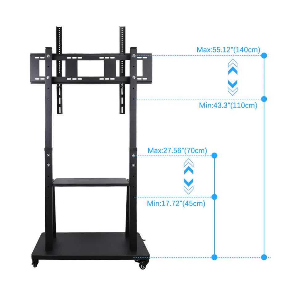 100" Heavy Duty Floor TV Stand TV Cart Trolley Height Adjustable Mount Bracket - Free Delivery