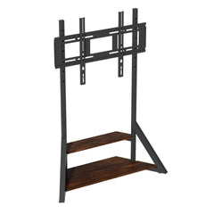 2 Tiers Rustic Wood Shelves Heavy Duty Universal Tv Floor Stand For 32-75 Inches - Free Delivery