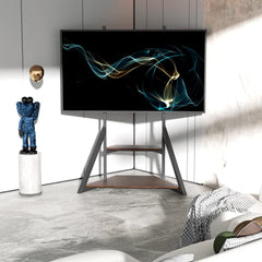 2 Tiers Rustic Wood Shelves Heavy Duty Universal Tv Floor Stand For 32-75 Inches - Free Delivery