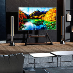 Reinforced Metal 65-100" Tv Floor Stand 2 Tier Shelf Tv Mount Adjustable Height - Free Delivery