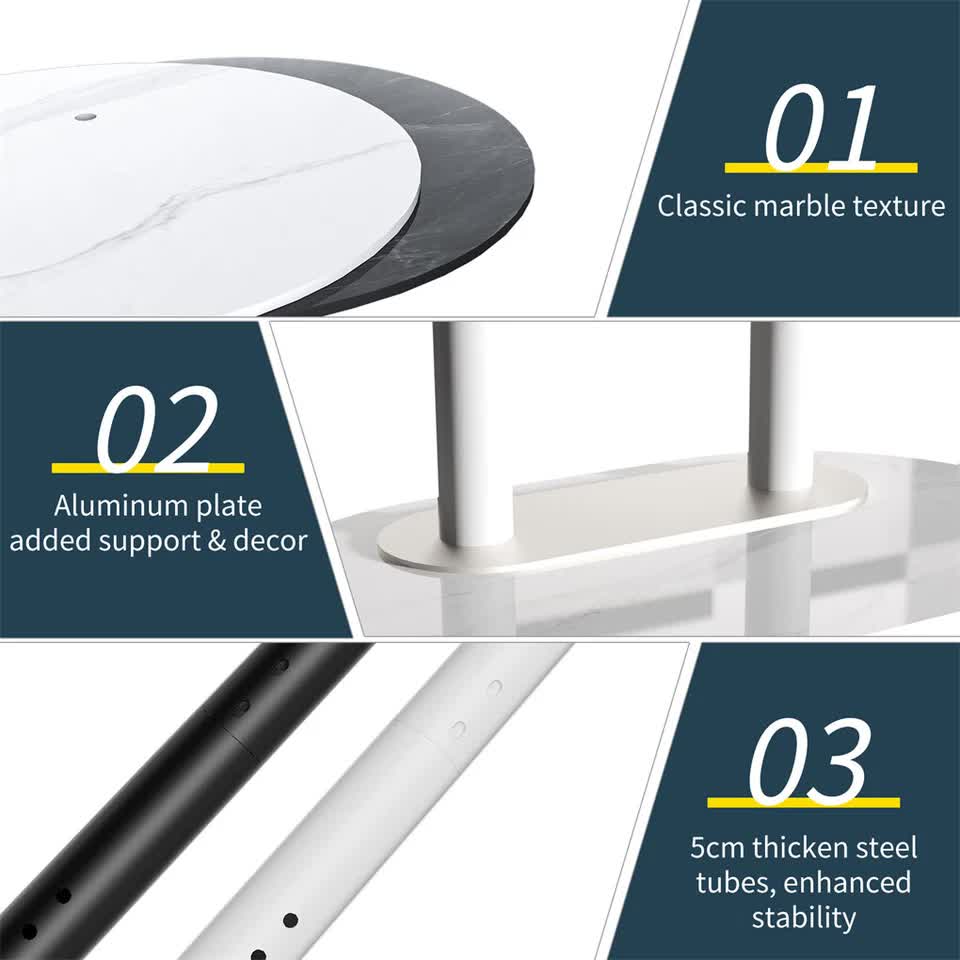 Minimalist Marble Textured Floor Tv Stand 40"-75" Strong Steel Tv Bracket Stable - Free Delivery