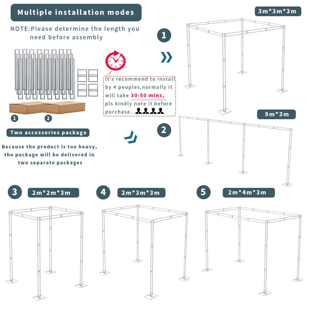 Heavy Duty 3×3 m Wedding Canopy Frame for Outdoor Chuppah and Mandap Setup - Free Delivery