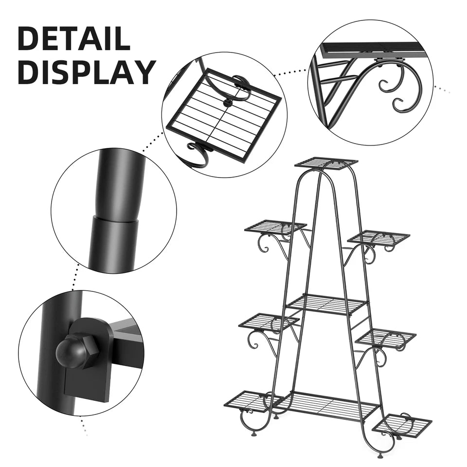 Oversized Metal Plant Stand with 9-Tier Flower Display Shelves - Free Delivery