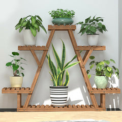 Upgraded Thick Wood Indoor Plant Stand with Flower Planter Shelves - Free Delivery