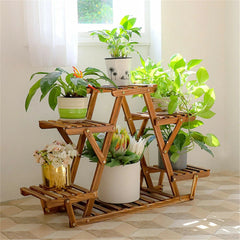 Upgraded Thick Wood Indoor Plant Stand with Flower Planter Shelves - Free Delivery