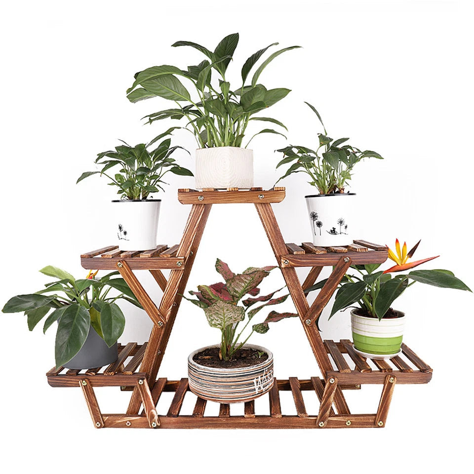 Upgraded Thick Wood Indoor Plant Stand with Flower Planter Shelves - Free Delivery