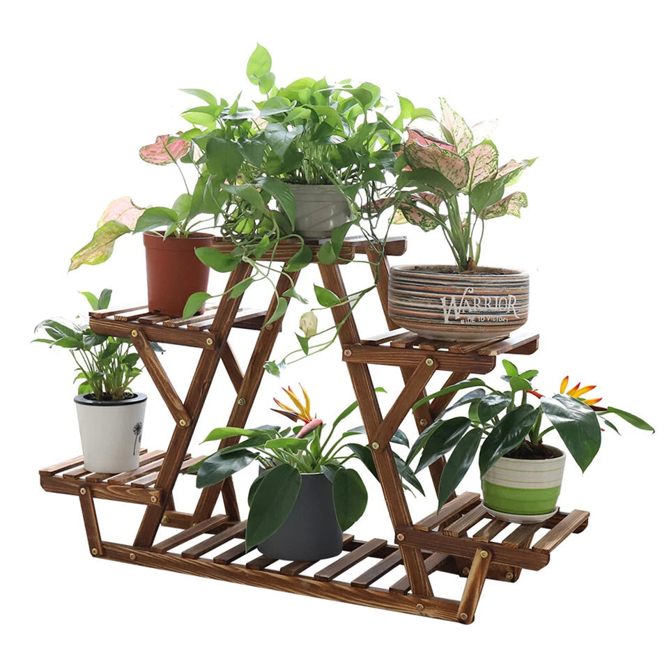 Upgraded Thick Wood Indoor Plant Stand with Flower Planter Shelves - Free Delivery