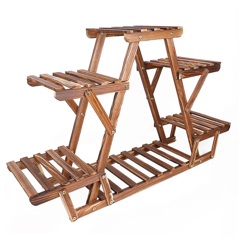 Upgraded Thick Wood Indoor Plant Stand with Flower Planter Shelves - Free Delivery