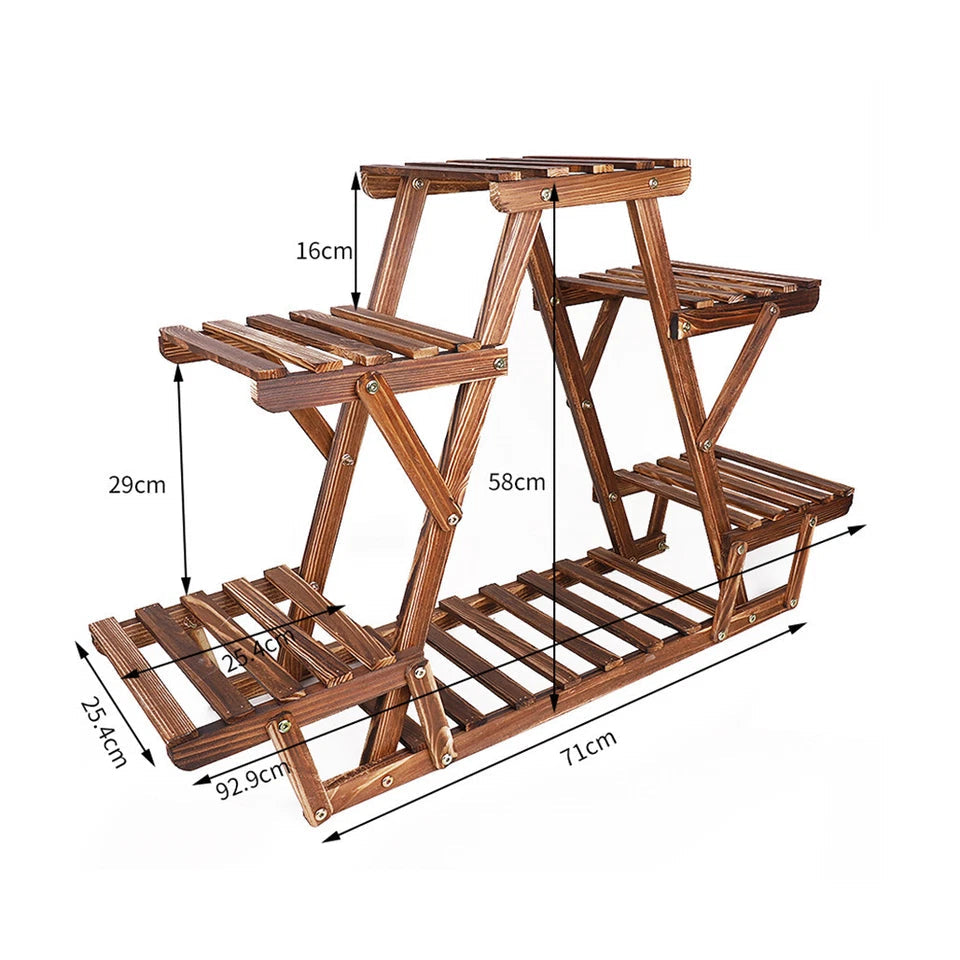 Upgraded Thick Wood Indoor Plant Stand with Flower Planter Shelves - Free Delivery