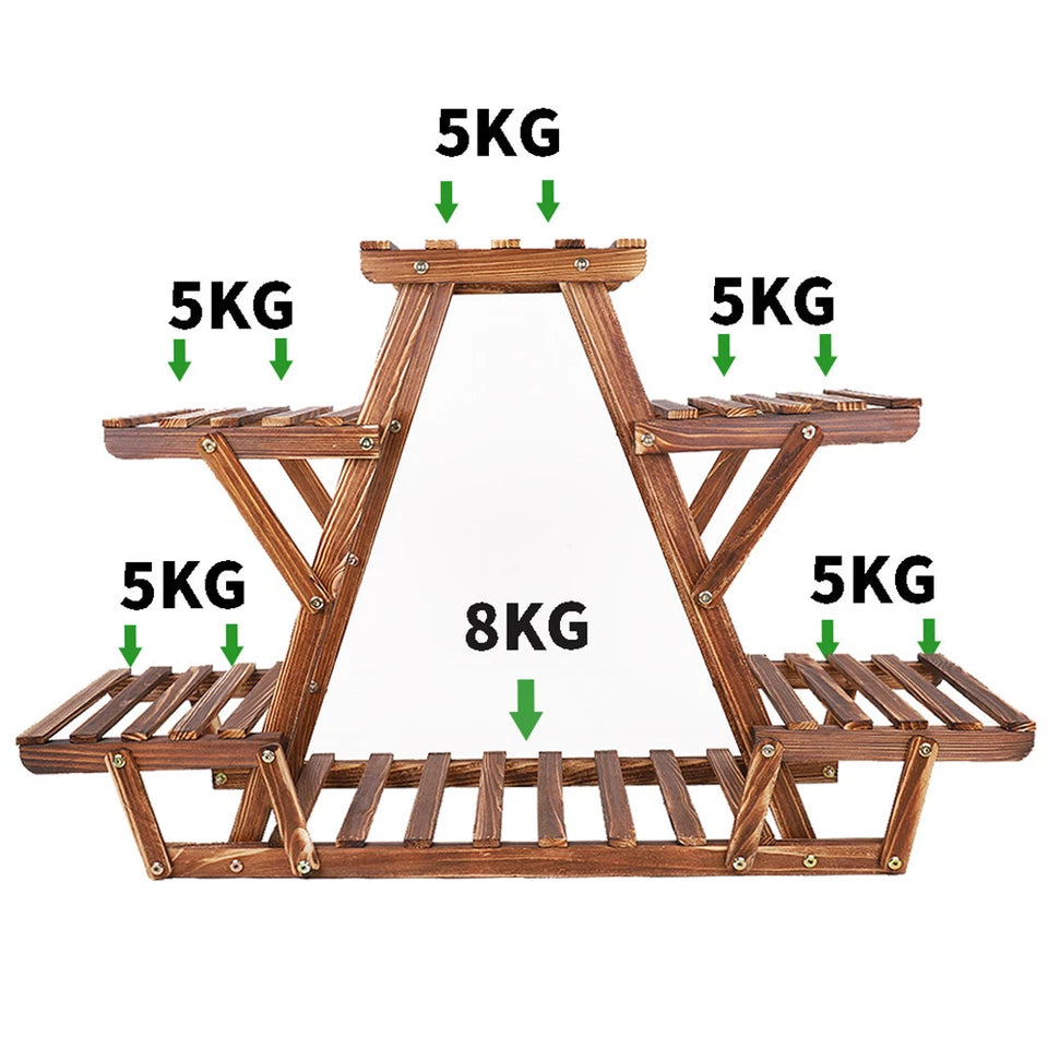 Upgraded Thick Wood Indoor Plant Stand with Flower Planter Shelves - Free Delivery