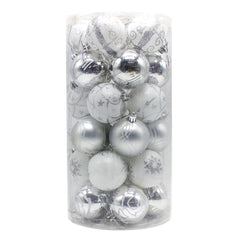 Silver 30-Piece 6cm Electroplated Christmas Baubles - Hand-Painted Tree Ornaments