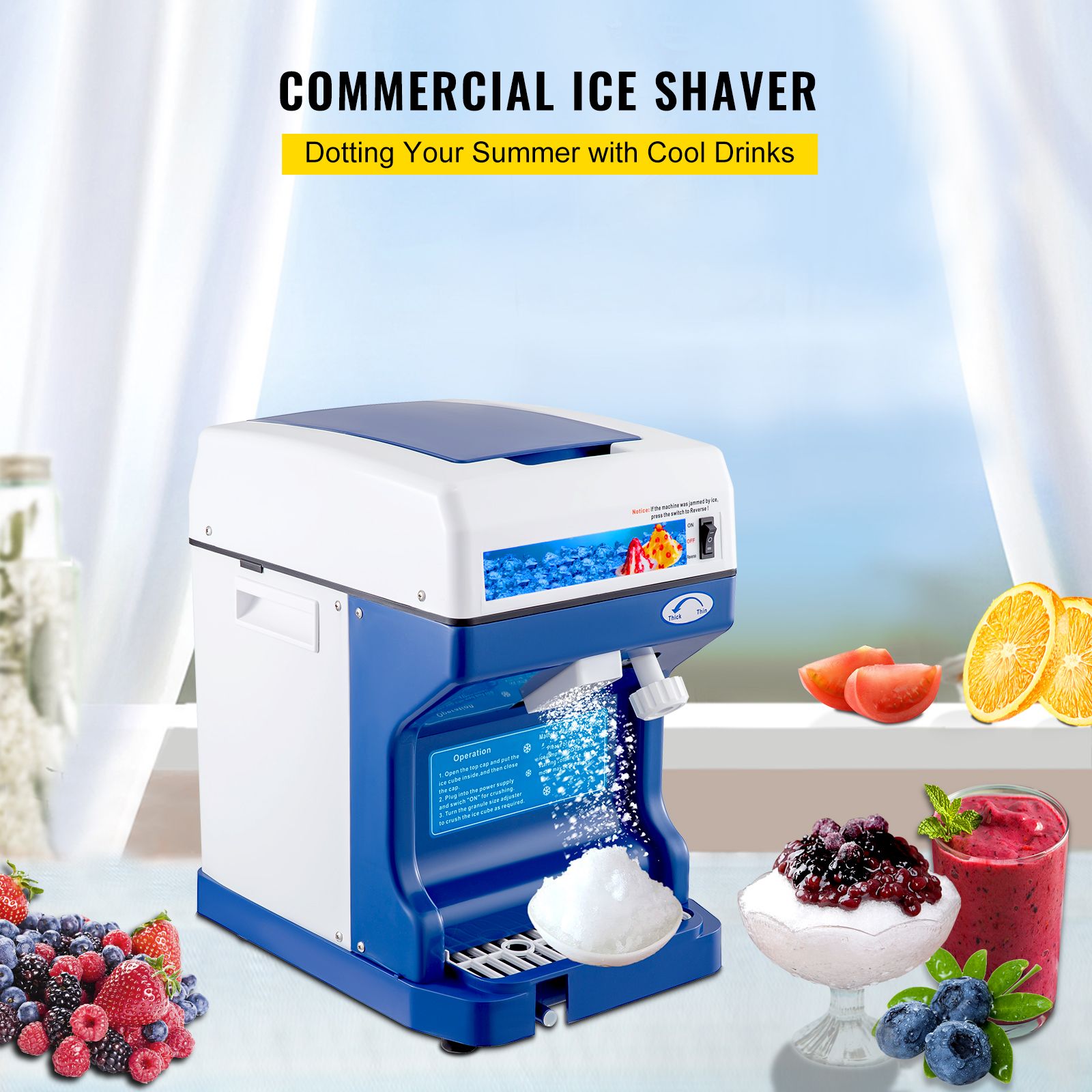 Ice Shaver 265LBS/Hour Snow Cone Frozen Ice Shaving Slushie Dessert Maker