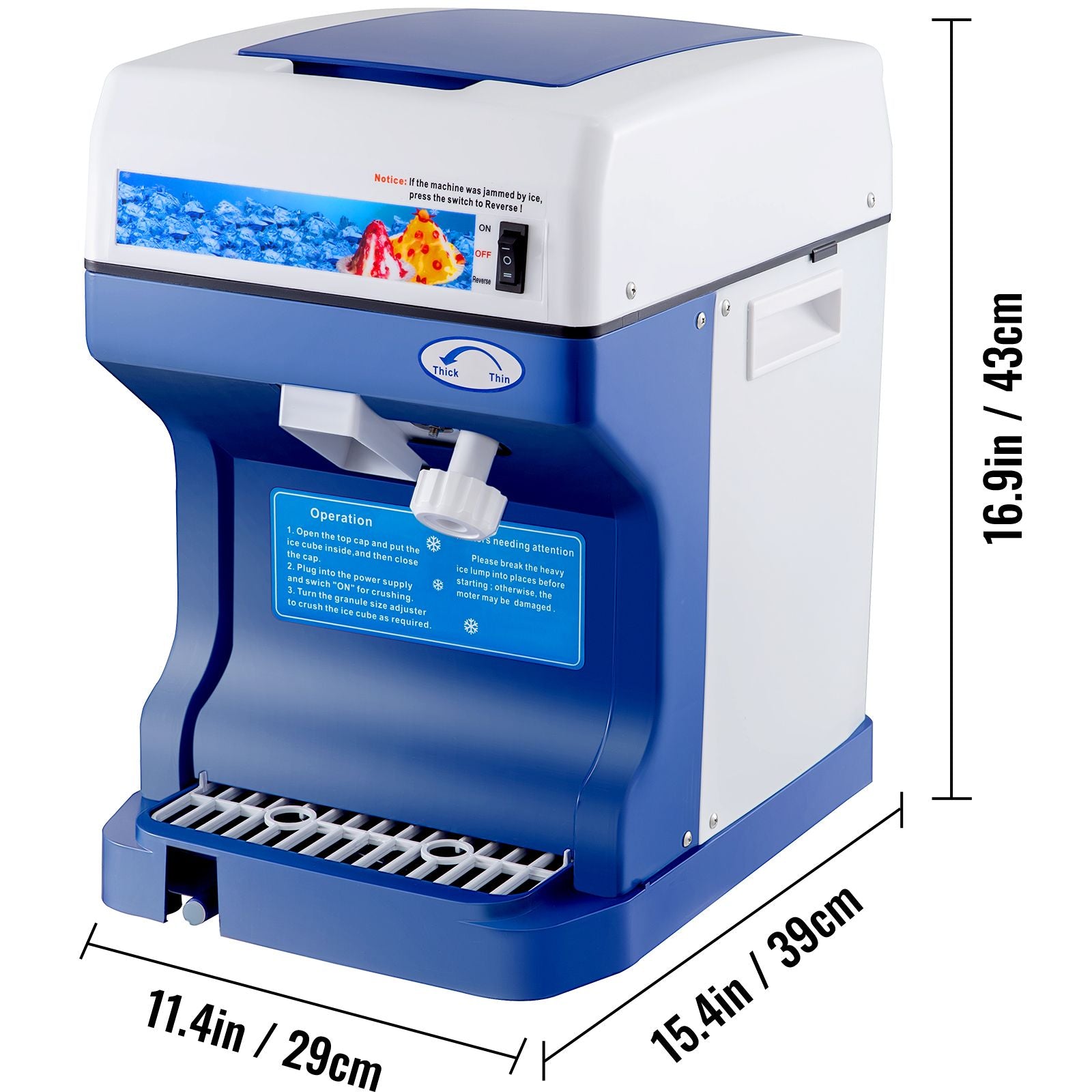Ice Shaver 265LBS/Hour Snow Cone Frozen Ice Shaving Slushie Dessert Maker