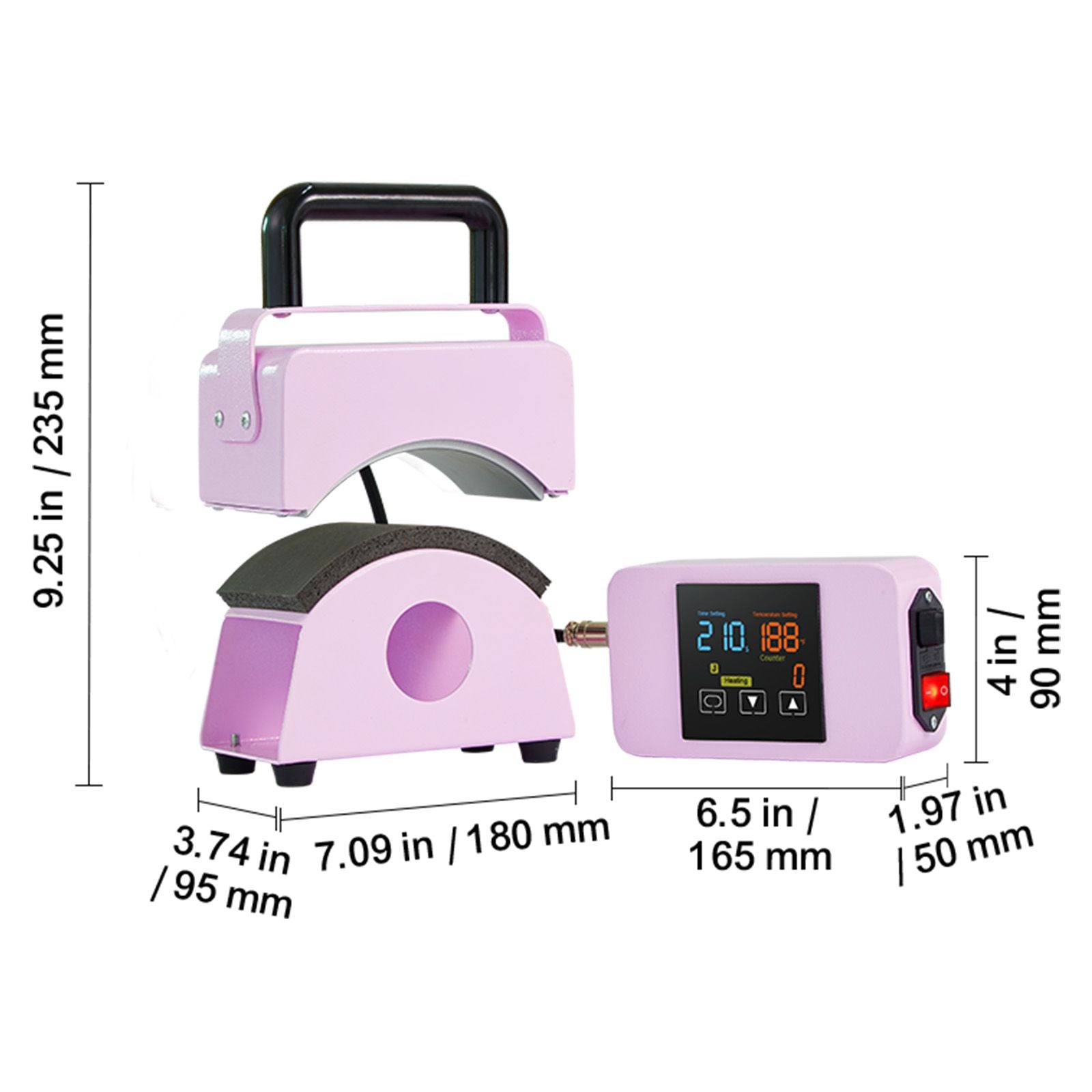 Hat Press Machine Mini Hat Heat Press for Caps 5.9x3.15 inch Plate Purple