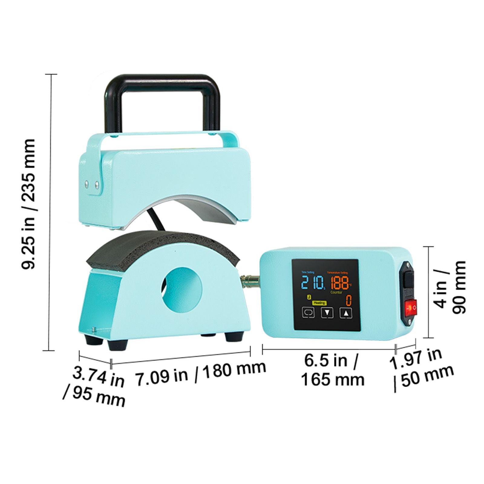 Hat Press Machine Mini Hat Heat Press for Caps 5.9x3.15 inch Plate Green