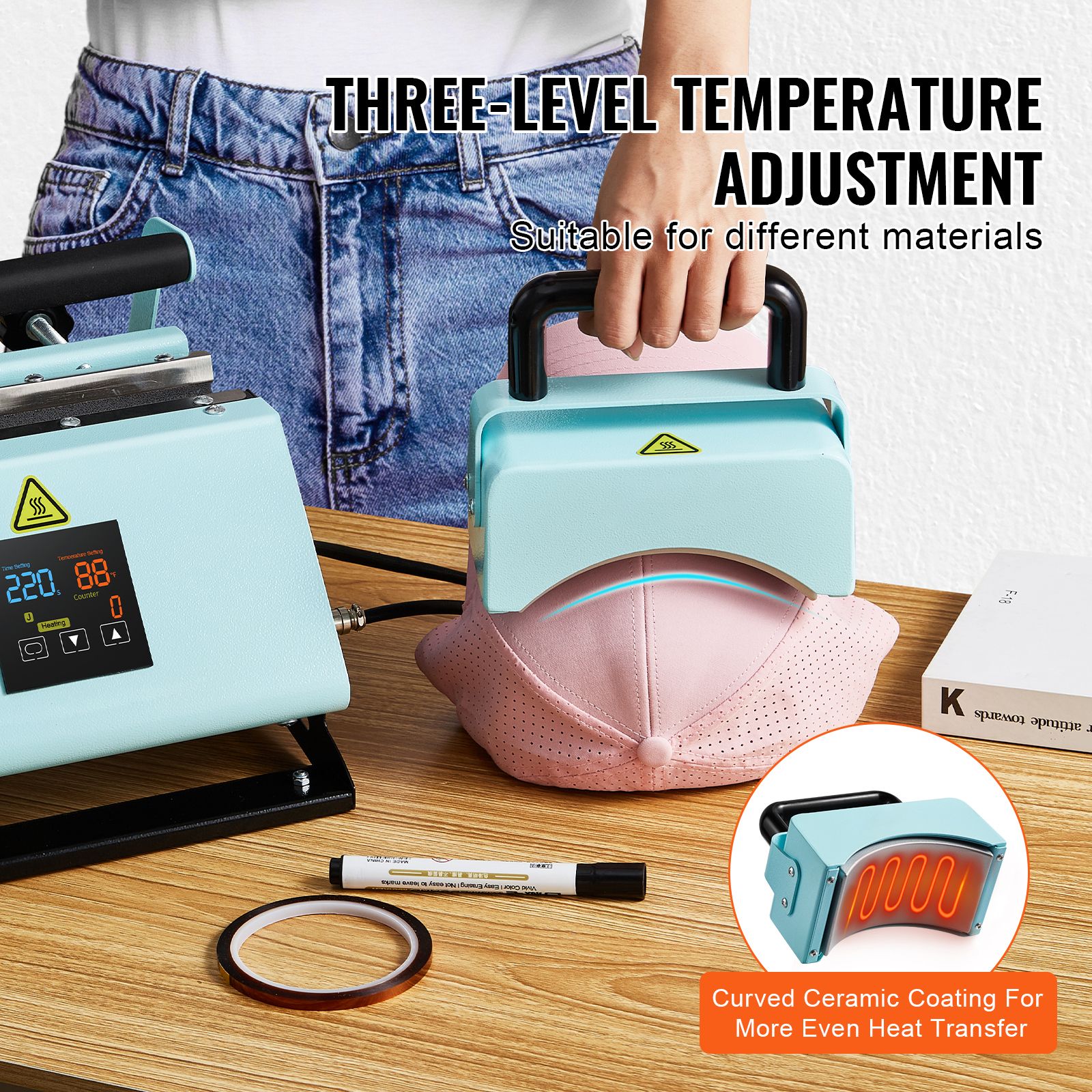 2 in 1 Tumbler and Hat Heat Press Machine Heat Machine for Caps Hats Mugs