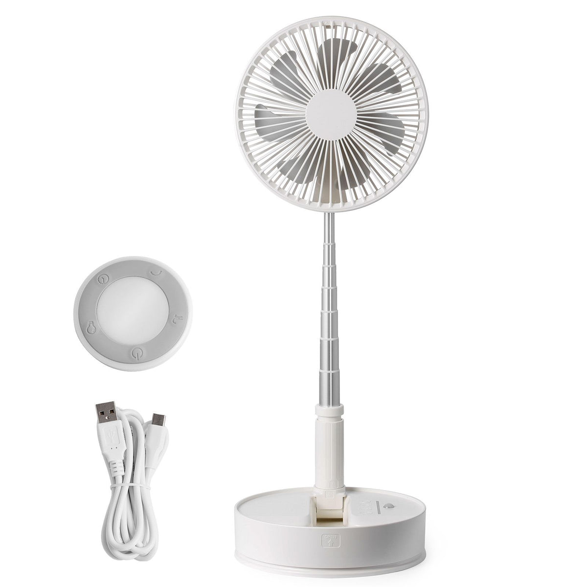 8 Inch Foldable Oscillating Standing Fan with Remote Control, 4 Speed Adjustable