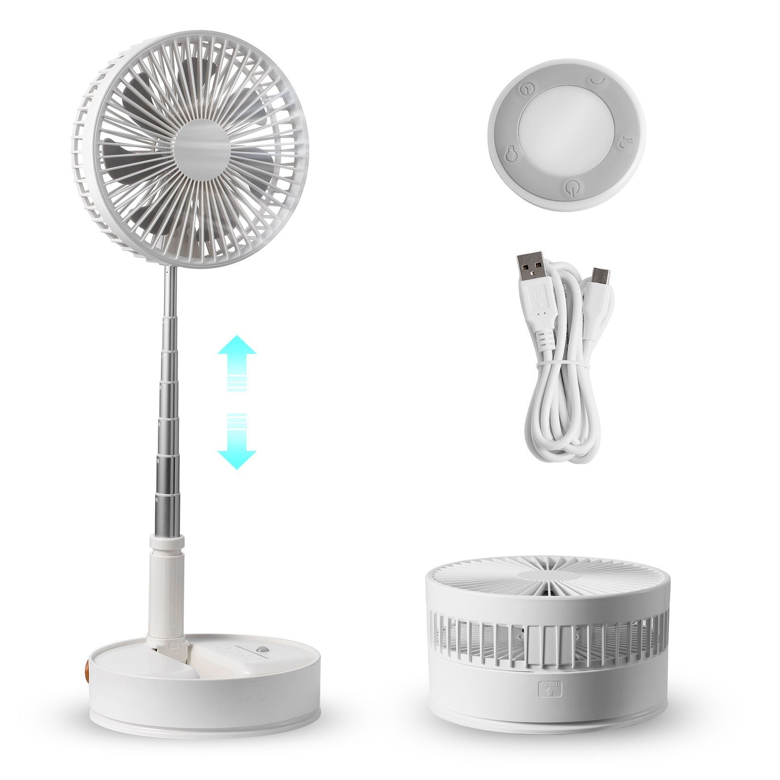 8 Inch Foldable Oscillating Standing Fan with Remote Control, 4 Speed Adjustable