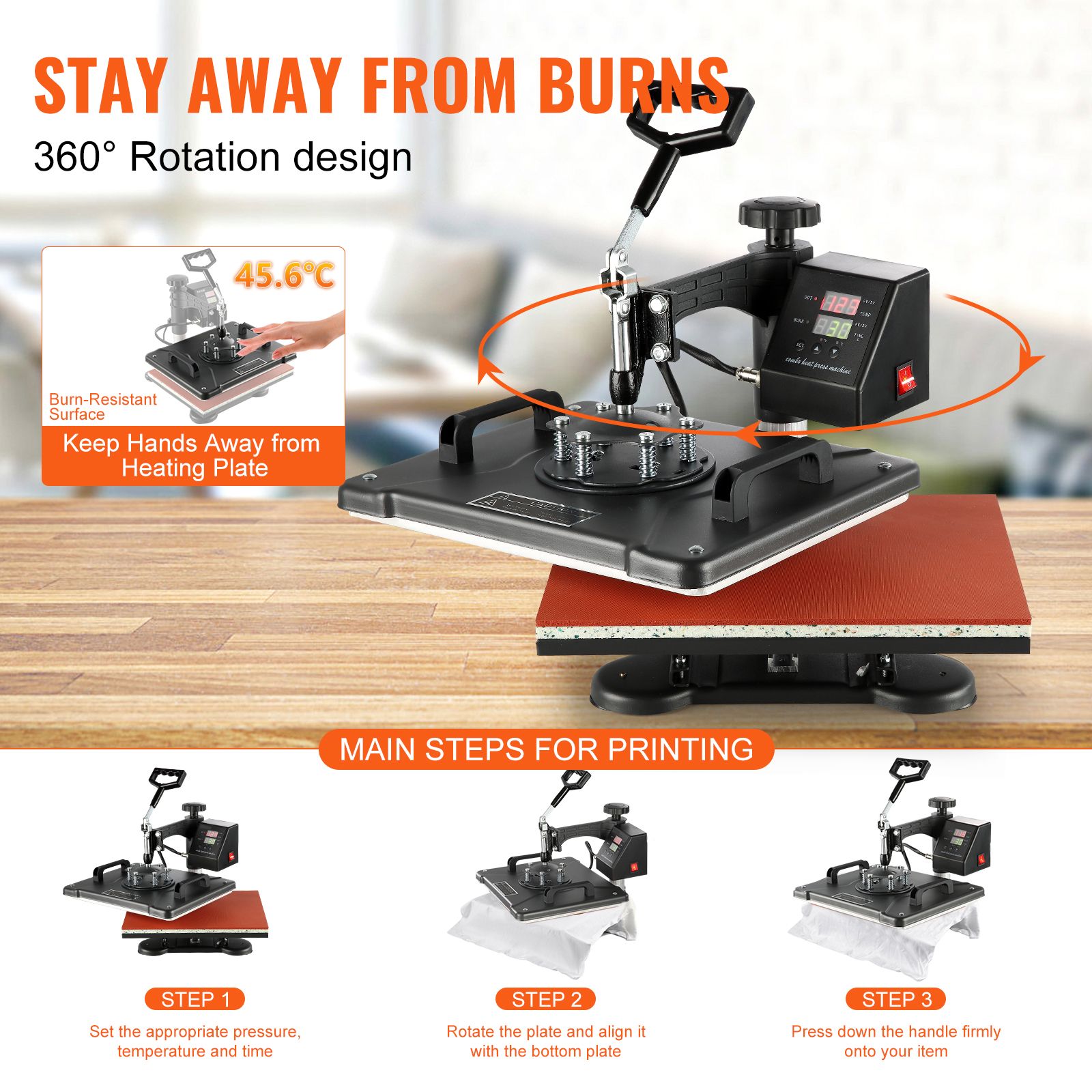 1400W Heat Press Machine 8 In 1 Sublimation Steel Frame Heat Presses with