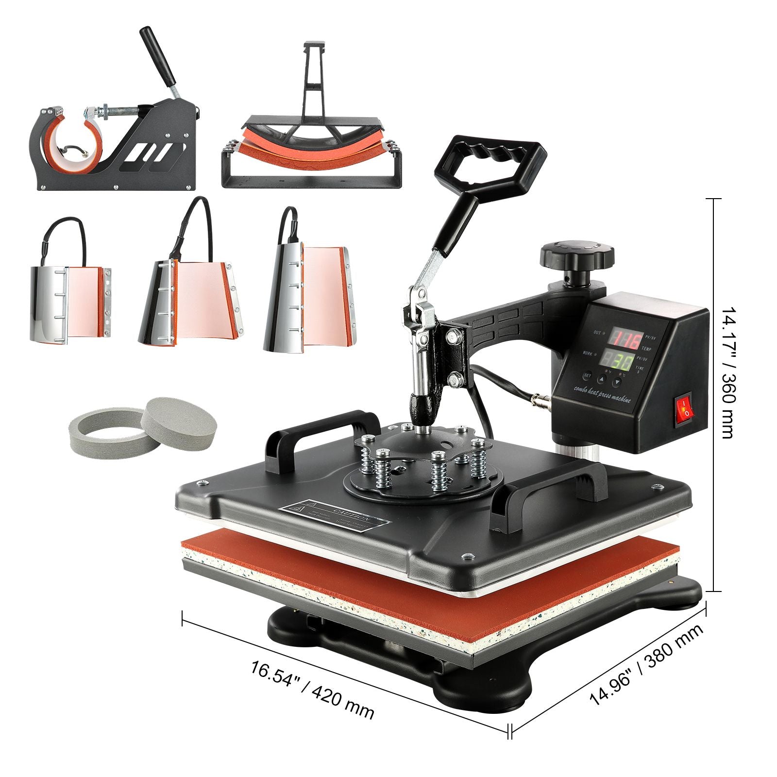 1400W Heat Press Machine 8 In 1 Sublimation Steel Frame Heat Presses with