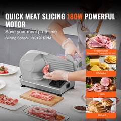 Meat Slicer, 180W Electric Deli Food Slicer with 7.5" SUS420 Stainless Steel