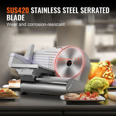 Meat Slicer, 180W Electric Deli Food Slicer with 7.5" SUS420 Stainless Steel