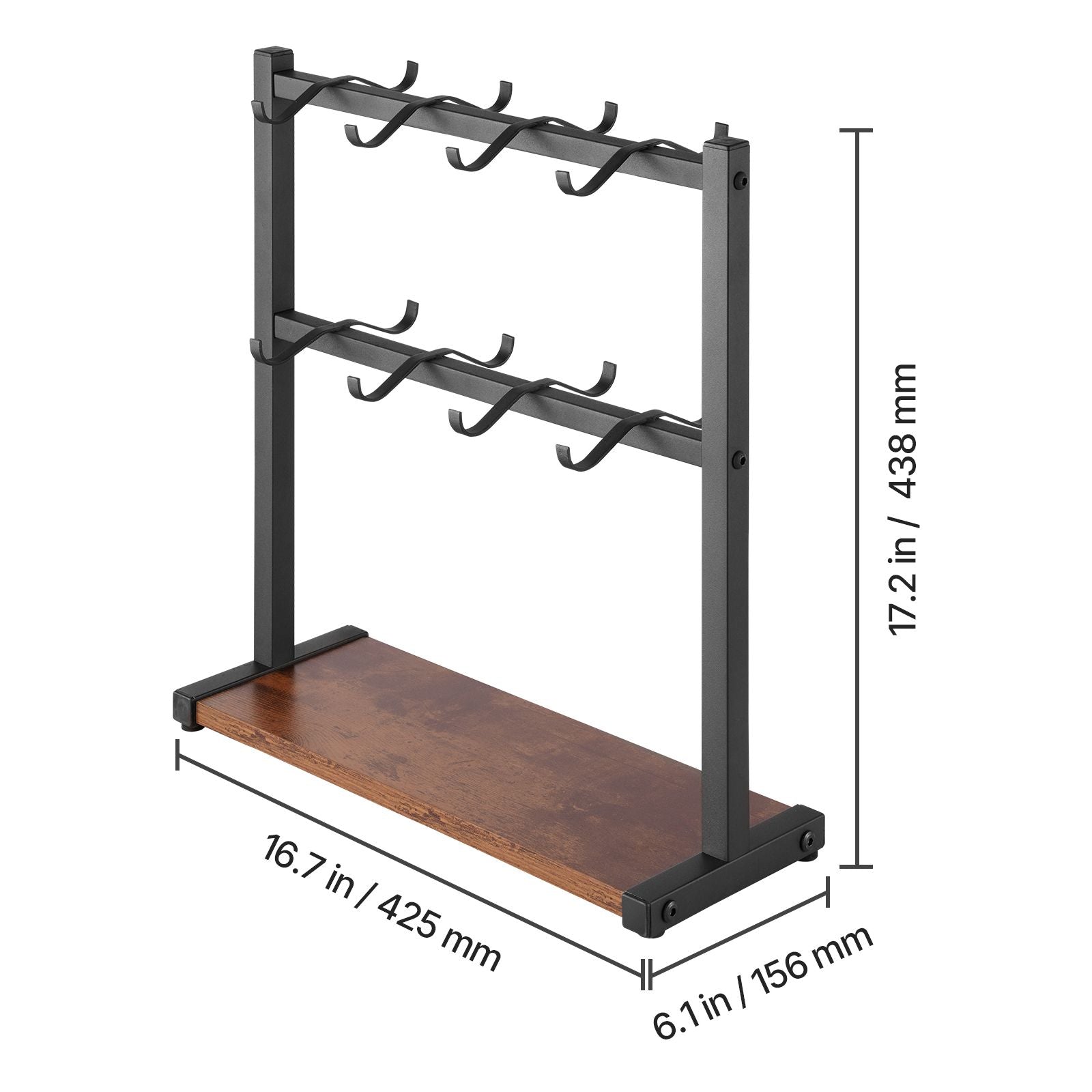 Coffee Mug Holder for Countertop 16 Hooks Cup Rack with Wood Storage Base