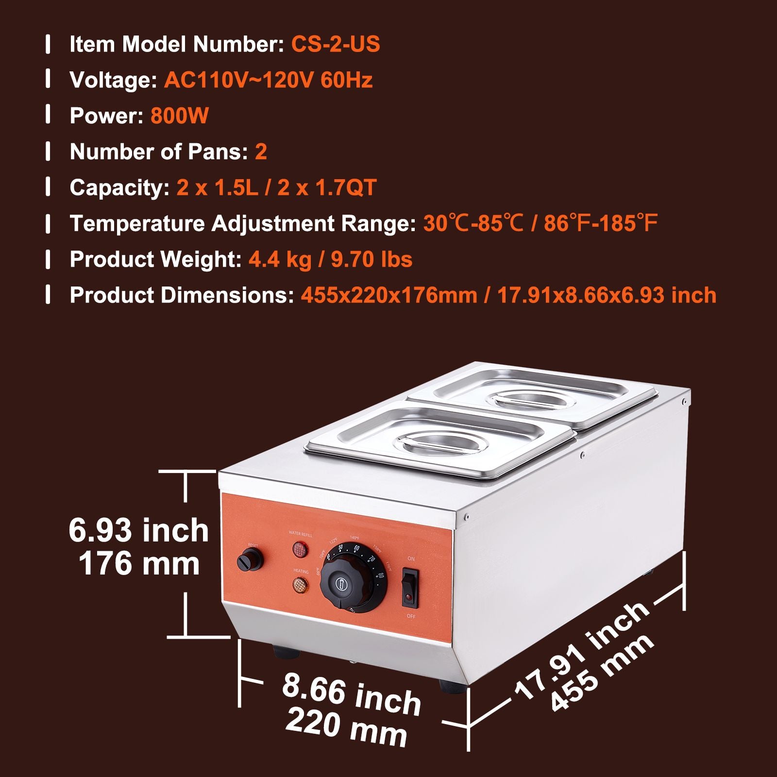 Chocolate Tempering Machine, 2 Tanks Chocolate Melting Pot with TEMP Control