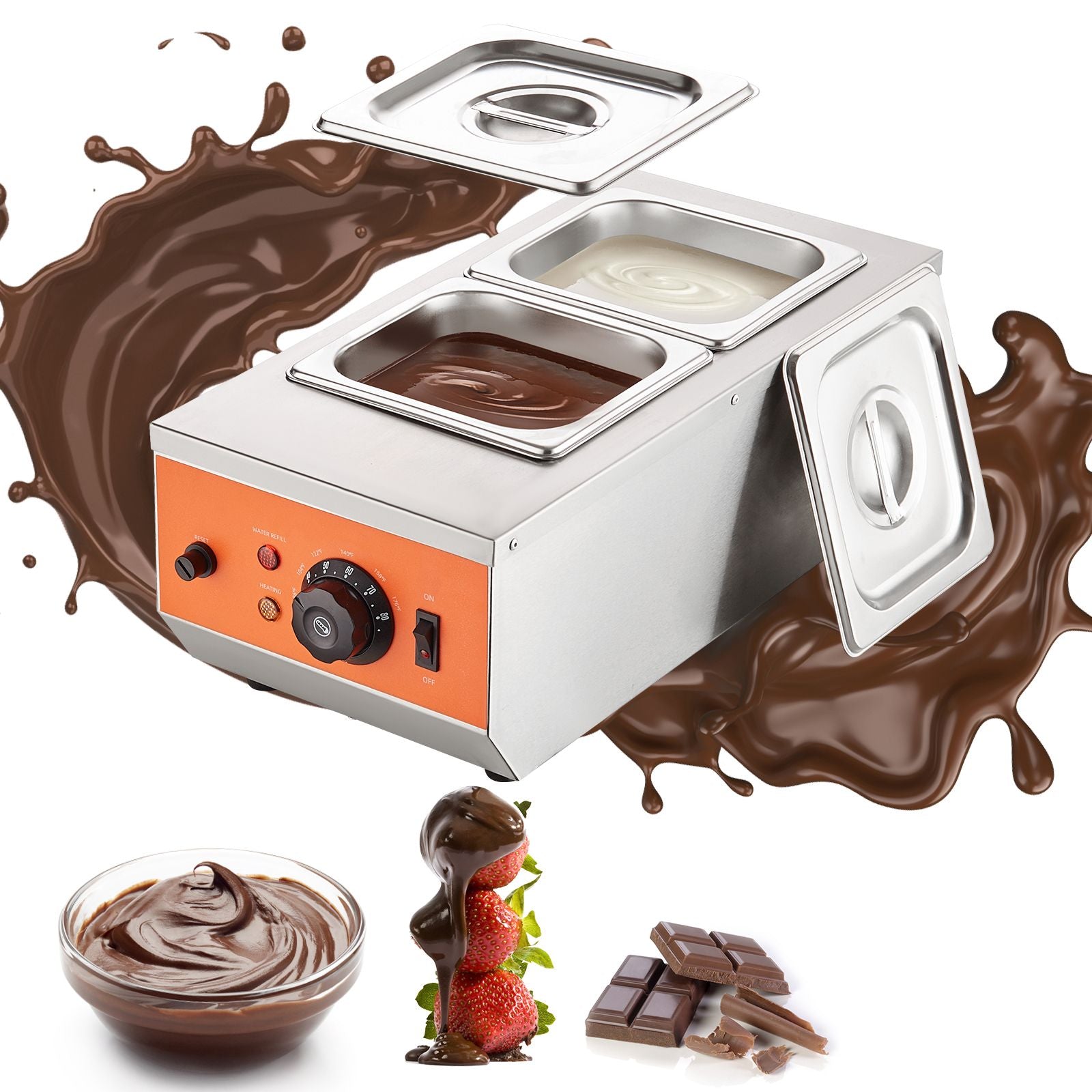 Chocolate Tempering Machine, 2 Tanks Chocolate Melting Pot with TEMP Control