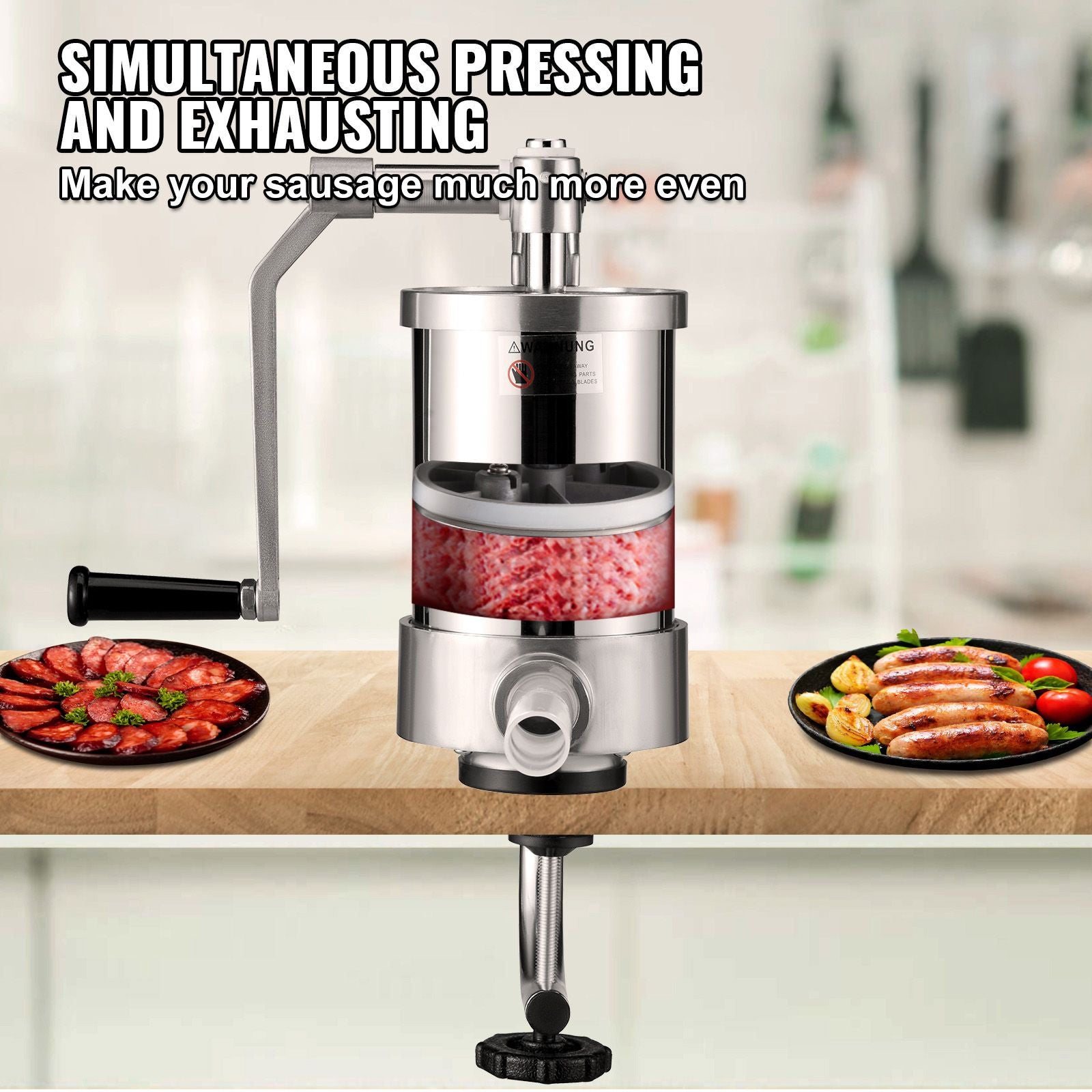 Sausage Stuffer 2.5LBS/1.5L Capacity Homemade Sausage Maker Stainless Steel