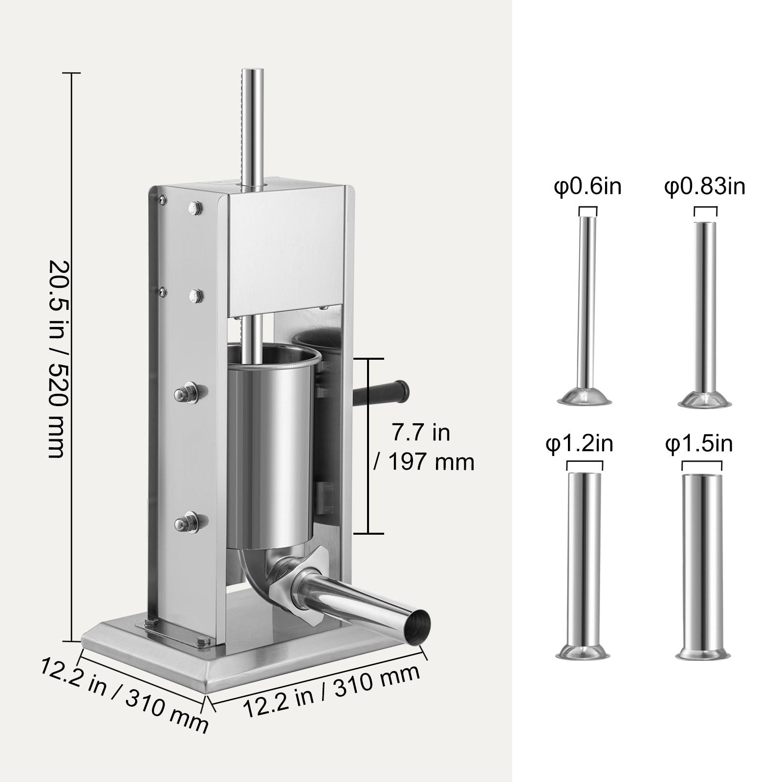 Sausage Stuffer 5LBS/3L Capacity Homemade Sausage Maker Stainless Steel