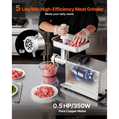 Commercial Electric Meat Grinder 5 Lbs/Min Sausage Stuffer Maker Kitchen