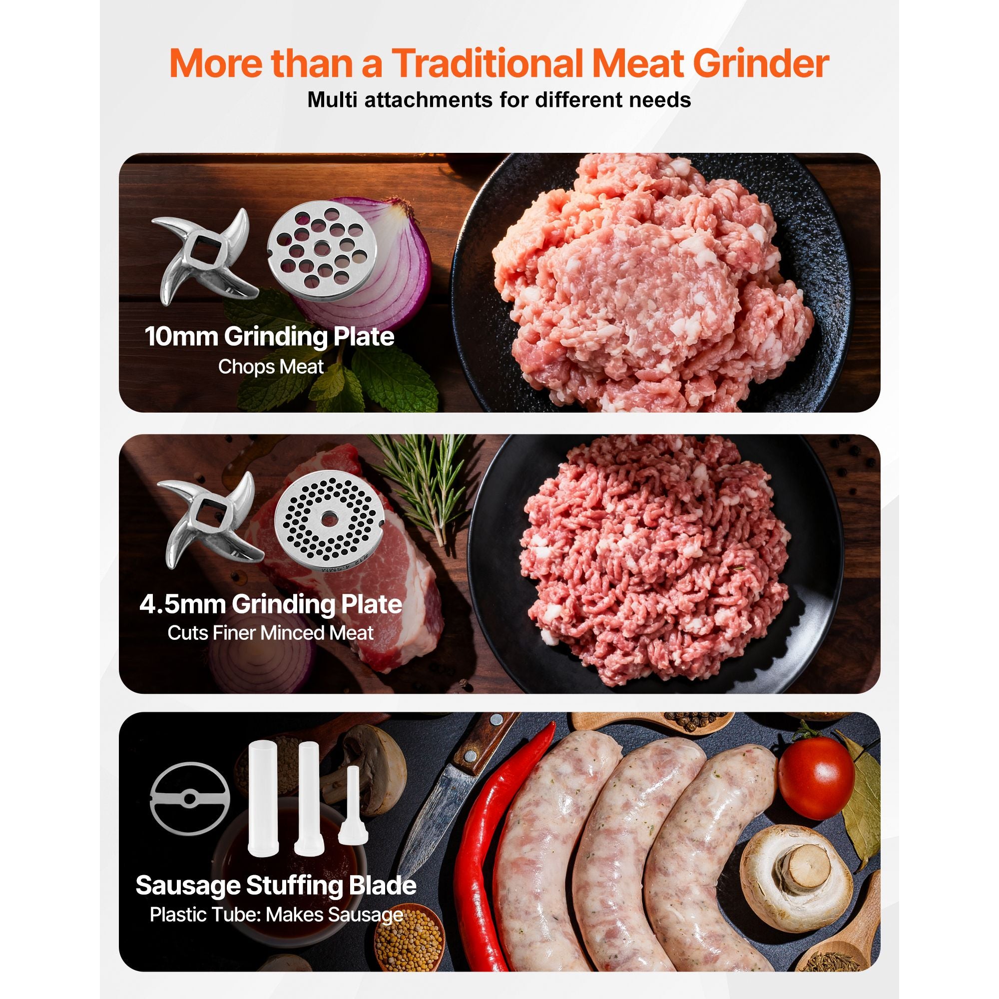 Commercial Electric Meat Grinder 5 Lbs/Min Sausage Stuffer Maker Kitchen