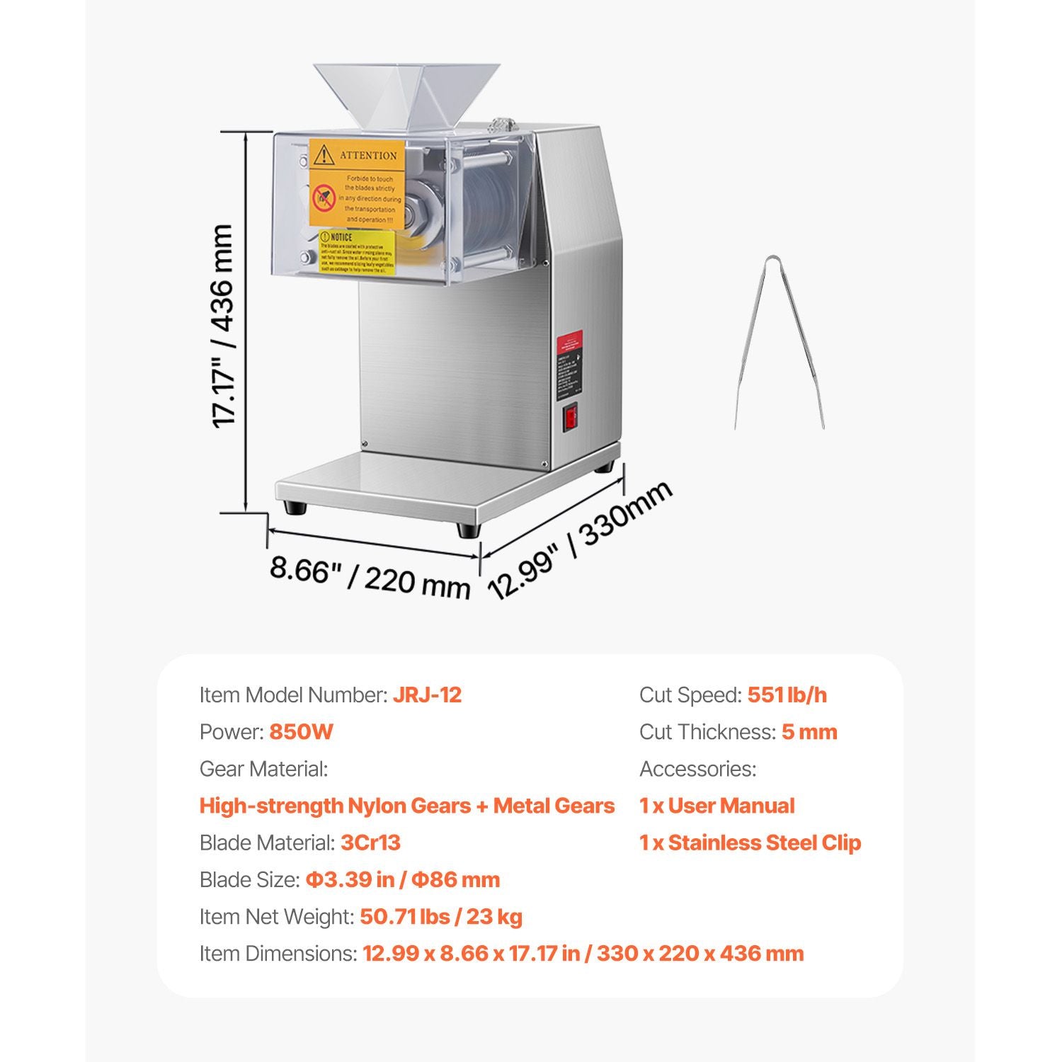 Electric Meat Cutter Machine 850W Commercial Meat Slicer Cutting Machine