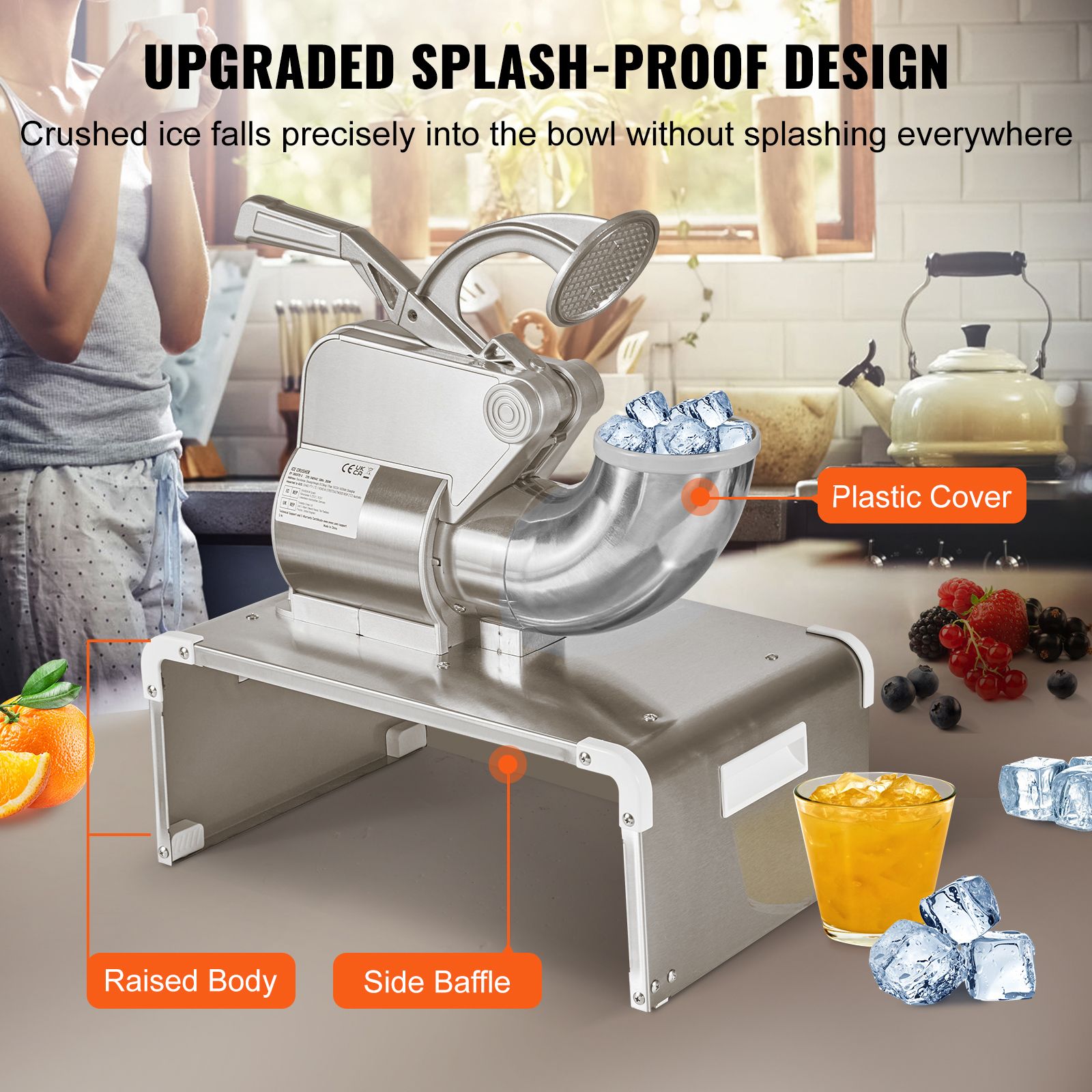 Commercial Ice Shaver Crusher, 661lbs Per Hour Electric Snow Cone Maker, 350W