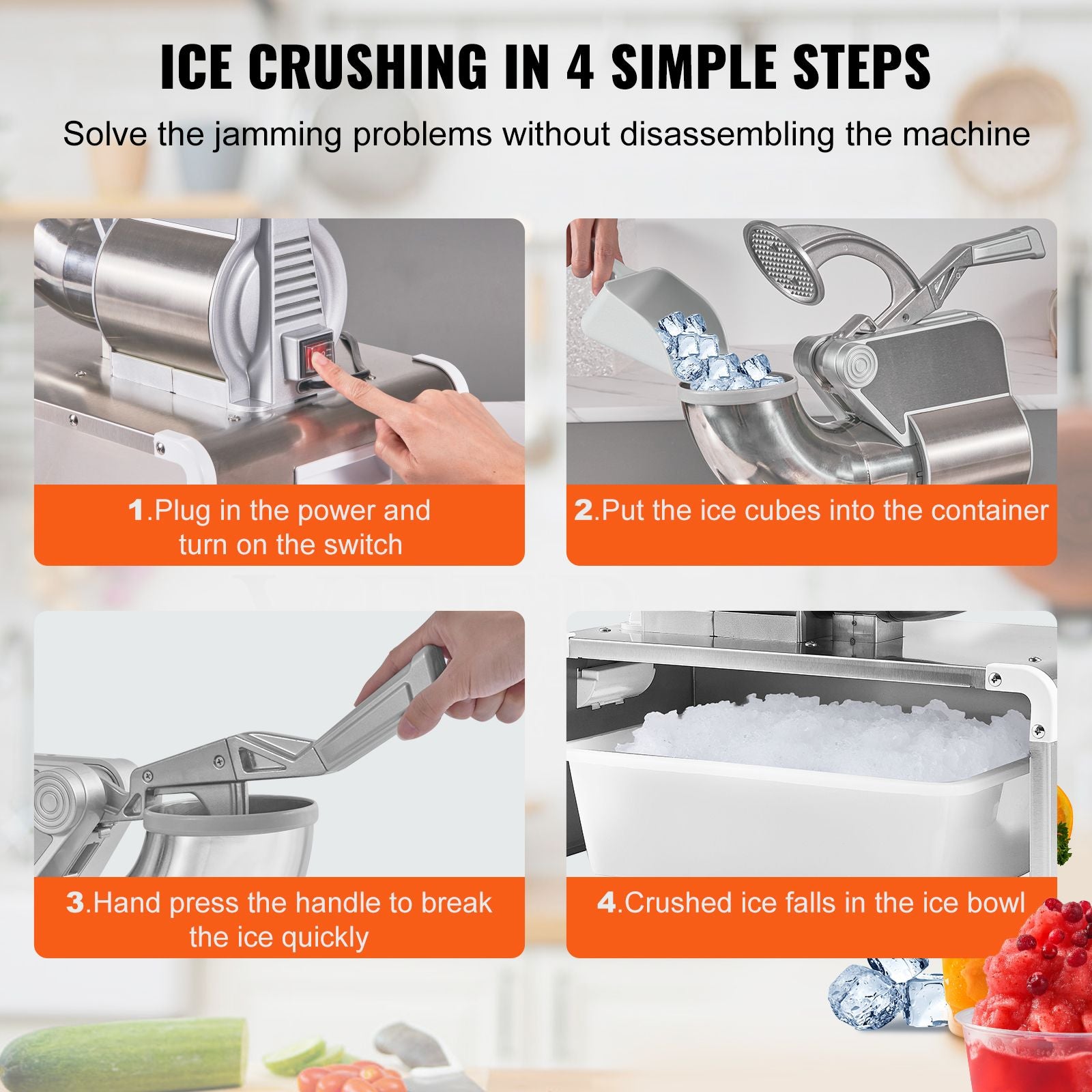 Commercial Ice Shaver Crusher, 661lbs Per Hour Electric Snow Cone Maker, 350W
